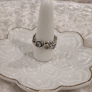 RARE DISC STYLE - Pandora Topaz and Moonstone Flower Ribbon Band Ring
